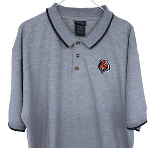 Pro Edge Cincinnati Bengals‎ Polo Shirt XL Men's Gray Embroidered NFL Ringer